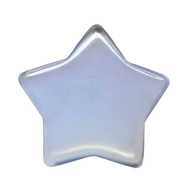 Hslutiee 1.18" (30mm) Mini Flat Five Pointed Star, Healing Crystal Point Palm Energy Pocket Stones Chakra Reiki Balancing Home Decoration, Synthetic Opalite