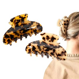 Pinzas para Cabello Tipo Banana de Acrílico, Broches Franceses Carey para Cola de Caballo y Chongo, Accesorios Elegantes Antideslizantes para Mujer y