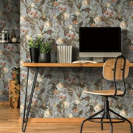 RoomMates RMK11469WP Green Tropical Flowers Peel and Stick Wallpaper