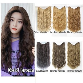 20 Inches Thick One Piece Half Head Wool Coil Wavy Curly Clip in Synthetic Hair Extensions Hairpieces for Women 4 Clips (Bronze Blonde)