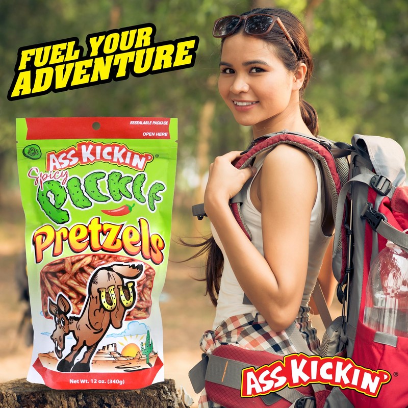 ASS KICKIN’ Spicy Pickle Pretzels 12 Ounce Size Flavor Pack