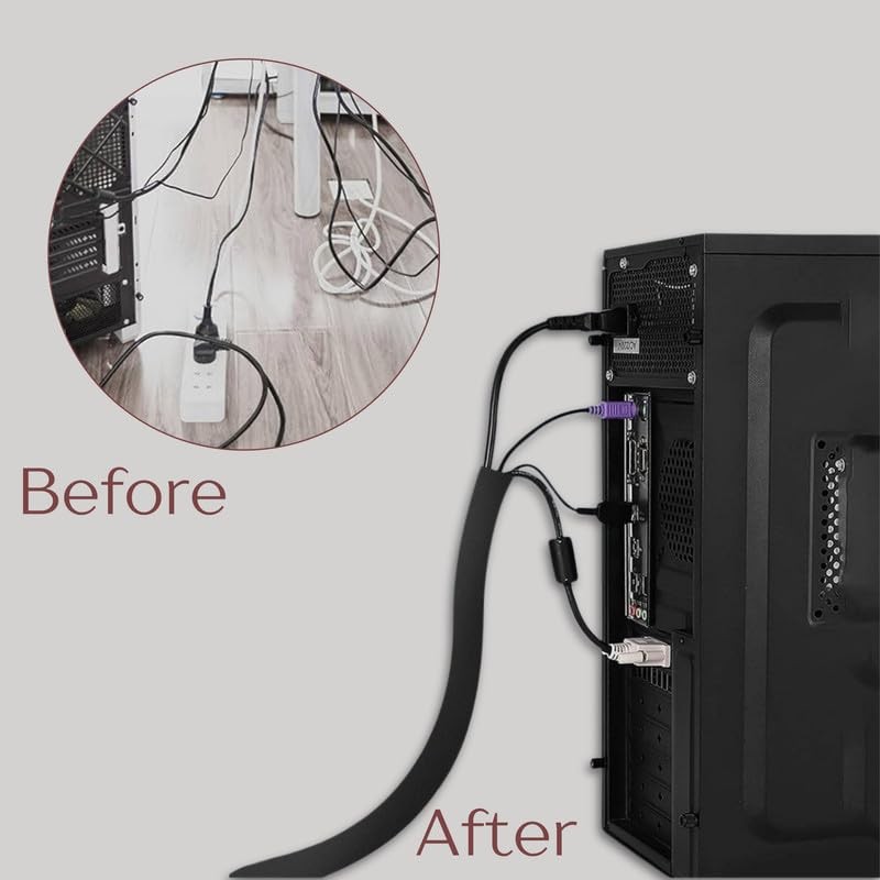 Wonder Care Weiche Neopren-Kabelhülse, Wickelabdeckung, Management-Kabel, Draht-Verdeck-System mit Reißverschluss, für