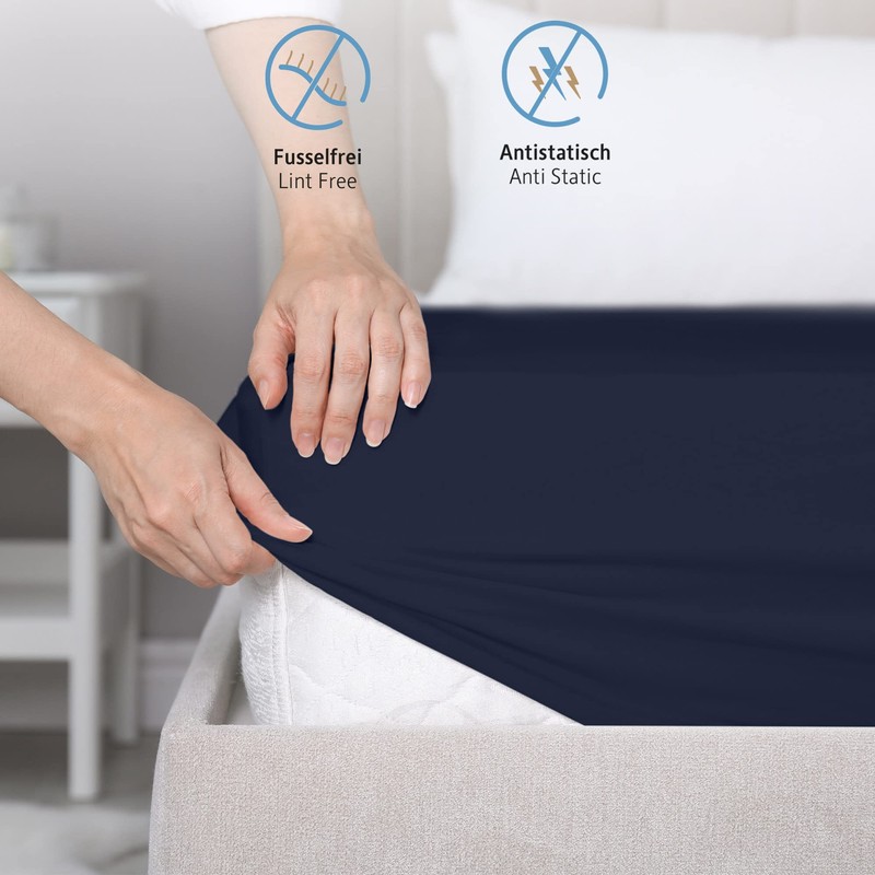 Komfortec King Fitted Sheet 100% Cotton, 11 inch (30 cm)