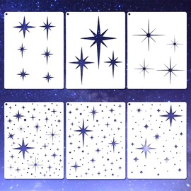 Large Star Stencil for Painting, Resuable Twinkle Star Stencils, Sparkle Stars Template Wall Drawing Stencils for Painting on Wood Craft Canvas Fabric Home Decoration (8 * 6inch