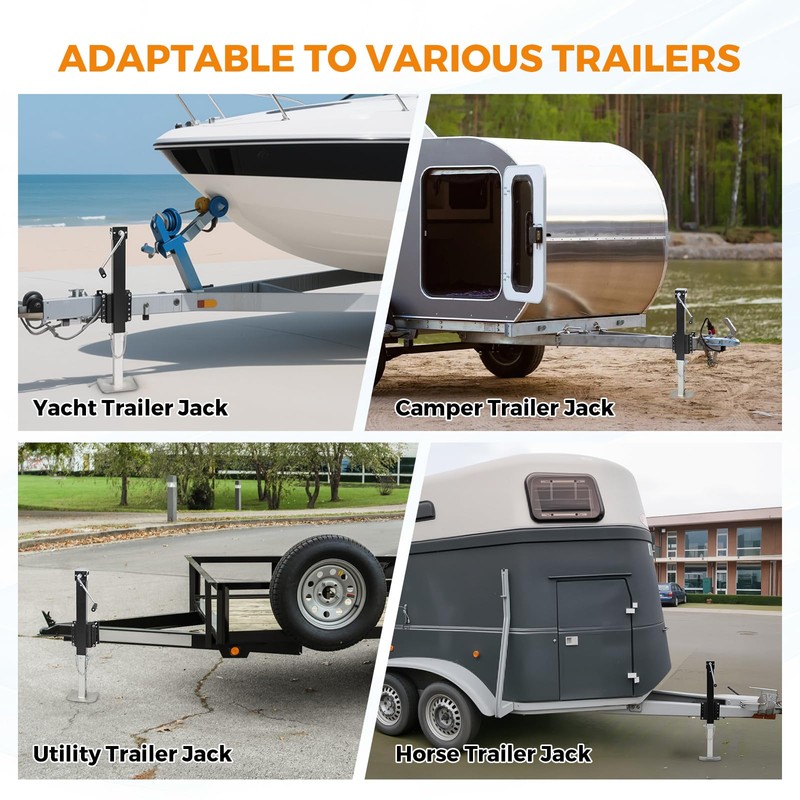 BEAMNOVA 8000 lbs Trailer Jack, Drill-Powered/Manual, Bolt-On Side Mount Swivel