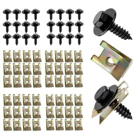 NIYATA 60 Pcs Car U Shape Screw Cage Nuts Clips Clips for Car Wing and Interior Door Panel