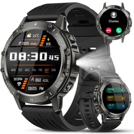 TIMU Smartwatch Herren, 1.45" HD Smart Watch Herren mit Anrufe tätigen/Empfangen, 114+Sportmodi Fitnessuhr mit （Phantom schwarz）