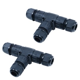 ZONADAH Pack of 2 T-type 3-way IP68 waterproof electrical cable wire connector 450V 24A 3 pin 5-9 mm 4M depth outdoor garden lighting wiring