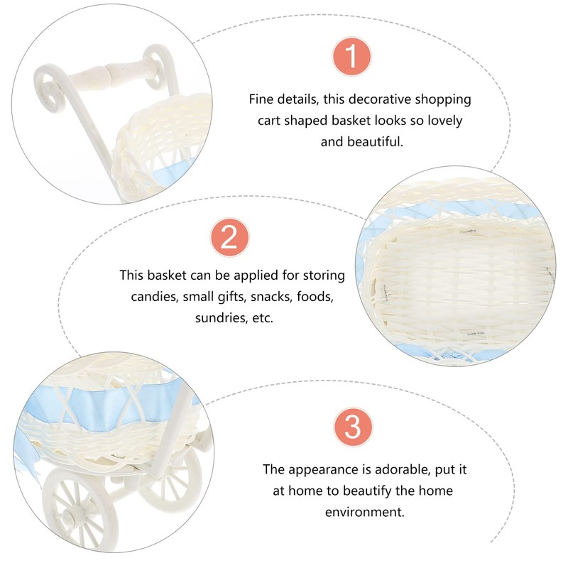 STOBOK Adorable Baby Shower Centerpiece, Mini Decorative Stroller Carriage Basket