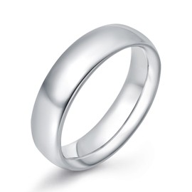 KAMASATO 6mm Stainless Steel Ring for Men High Polish Plain Dome Silver Wedding Band Comfort Fit Size 11