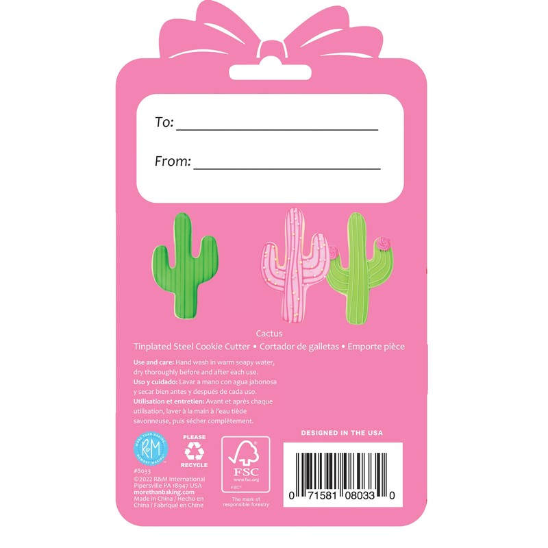 R&M International 8033 Cactus Cookie Cutter, 4" Carded