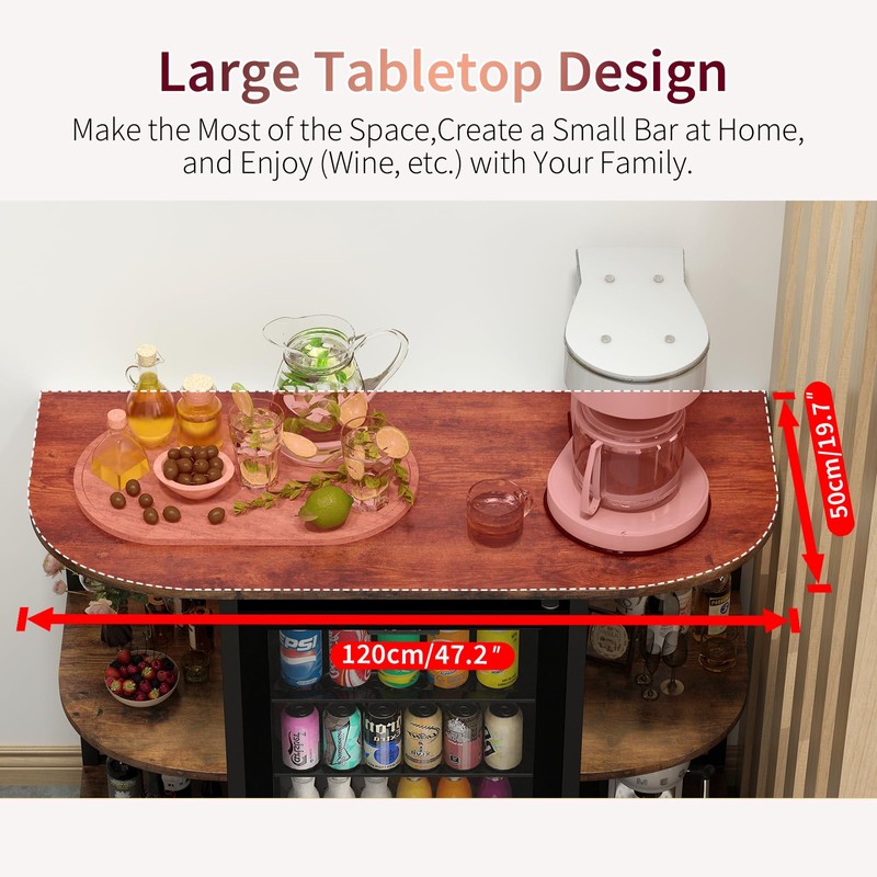 METYERRY Bakers Rack with Power Outlet and LED Light, Microwave