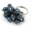 Avalaya Peacock Coloured Freshwater Pearl Cluster Ring In Silver Tone