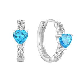 Inpasne Celtic Knot Hoop Earrings 925 Sterling Silver Infinity Huggie Earrings March Birthstone Aquamarine Earrings Irish Jewelry Gifts for Women