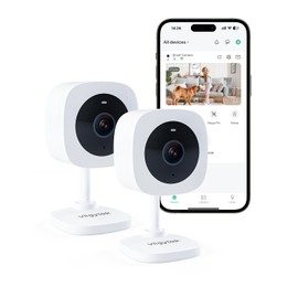 Viigytek® 2K QHD WiFi AI Home Security Camera – Indoor Pet/Baby Monitor with Night Vision, 2-Way Audio, Wired, Motion Detection, Remote Viewing – Smart Surveillance, White (2Pack)