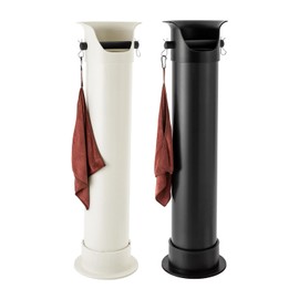 Knock Box for Espresso Grounds,Commercial Floor Standing Barista Style Absorbent Knockbox with Removable Non-Slip Base,Coffee Grind Collection Dump Bin, (Beige)