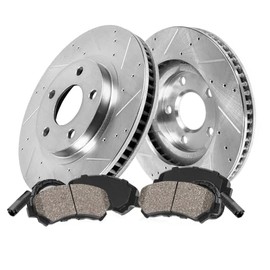 Callahan Brake Parts Brake Kit for Mini Cooper Countryman 2011-2016, Mini Cooper Paceman 2013-2016 Front Drilled and Slotted Brake Rotors with Ceramic Brake Pads EBYK034479