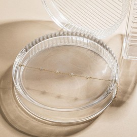 LOVECOM 14K Gold Plated Birthstone CZ Bracelets for Women Dainty 925 Sterling Silver Lucky leaf Charm Link Bracelet Trendy Adjustable Flower Chain Jewelry Birthday Gifts for Daughter Wife (Gold, 23 cm)