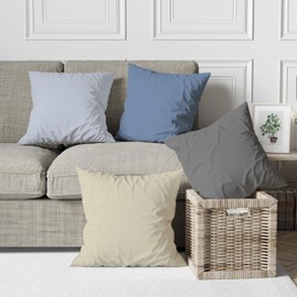 ggaimwf Plain Linen Cushion Covers for Sofa Continental Cushion for Bed Nordic Style Morandi Colour Handmade Square Cushion Covers with Invisible Zip 40 x 40 cm Set of 4