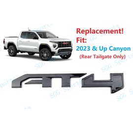 GMC 1PC Gloss Black Rear Tailgate AT4 Emblem Badge Fit 2023-2024 GMC Canyon AT4
