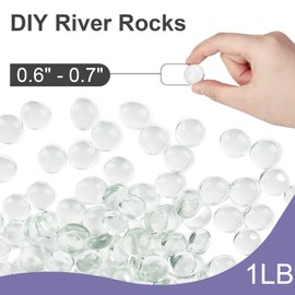 DomeStar 1LB Flat Glass Marbles, Clear Decorative Marbles for Vases Aquarium Pebbles Fish Tank Rocks Vase Fillers DIY Crafts Table Scatter Decor