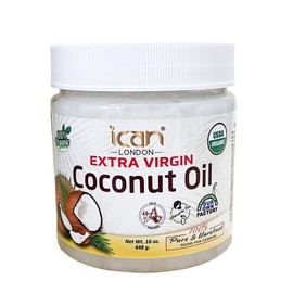 ICAN LONDON 100% NATURAL PURE & UNREFINED COCONUT OIL 16oz (448g)