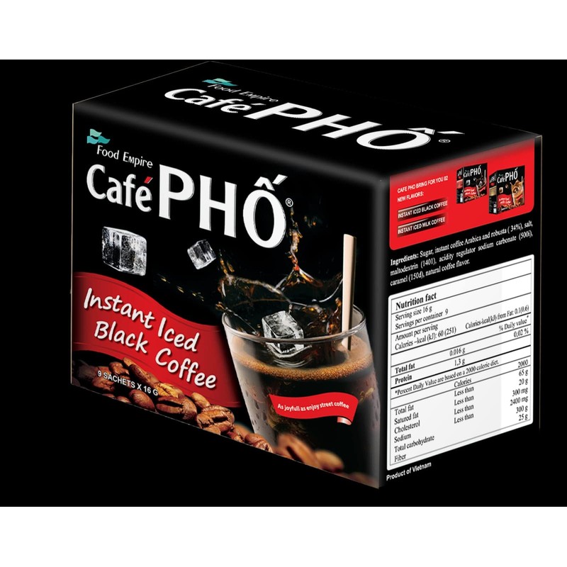 Cafe Pho Vietnamese Instant Coffee Mix, Iced Black Coffee, Cafe