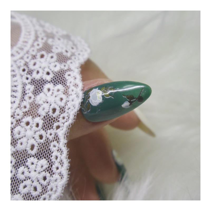 CHOK: 09 Flower Handmade Nail Tips - Coffin / CHOK