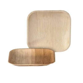 Palmplate High Quality Environmentally Friendly Disposable Tableware Made of Palm Leaves, Compostable, Biodegradable, Pack of 25 Palm Leaf Bowls, Square, 15 cm x 15 cm Disposable Bowl, Disposable