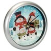 Snowman Family Winter Wonderland Round Silvertone Framed 8 Inch Musical