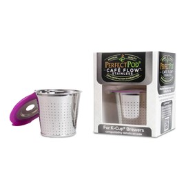 Cafe Flow Stainless Steel Reusable Metal Coffee Pod Refillable Filter Cup - Compatible with Keurig 1.0, 2.0, K-Express, K-Mini, K-Duo & Select Single Serve K Cup Coffee Makers(See Compatibility Chart)