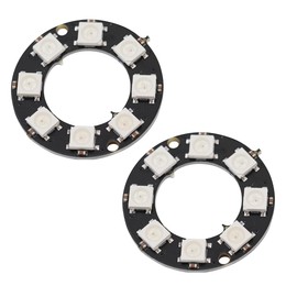 Heevhas WS2812 5050 5V RGB LED Ring 8 LEDs Full Color RGB Light Module Accessories LED Ring Lamp Board for Decoration (Pack of 2)