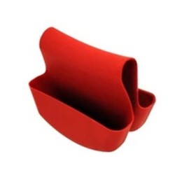 Handy Housewares Sink Caddy Saddle Flexible Sponge Holder - Fits Any Standard Double Kitchen Sink - Red (3 Pack)
