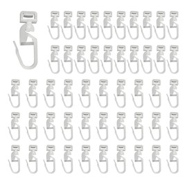 Pack of 50 Curtain Hooks, Curtain Hooks for Hanging, Running Channel, 5.8 - 7 mm, Curtain Hooks Made of Plastic, White Curtains Gliders for Caravans, Motorhomes