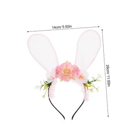 FRCOLOR Cute Bunny Ears Headband with Faux Flowers for Easter Parties and Cosplay Accessories Comfortable and Stylish Hairpiece for Girls and Women for Festive Celebrations