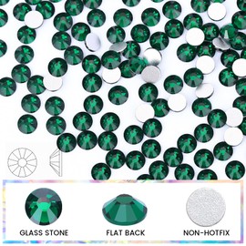 Novani Rhinestones 3000Pcs Flatback Crystal Round Loose Gemstones Glass Rhinestones for Crafts Makeup Nail Art Clothes Shoes DIY Decorations(SS10, 2.7-2.9mm,Emerald)