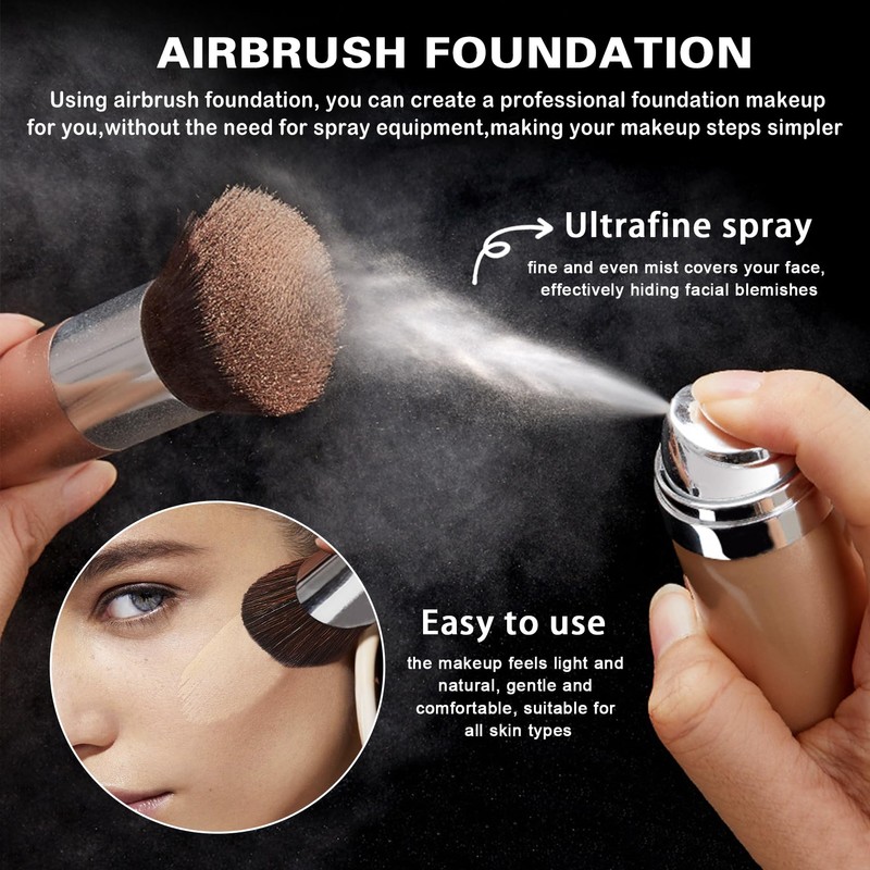 QIUFSSE Airbrush Foundation with Primer,Silk Flawless Airbrush Makeup,Buildable Coverage with