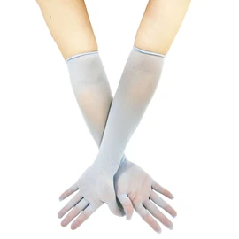 ZUYPSK Guantes largos de malla transparente para mujer, para fiesta de noche, de noche, para ópera, Azul / Patchwork, Talla única