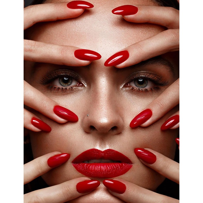 Square Press on Nails French Tip Fake Nails Medium False