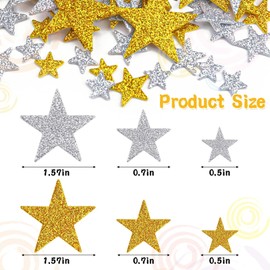 Libiline 200pcs Glitter Star Wall Decals, Gold and Silver, Easy to Peel, Room Decoration Stickers (Silver&Gold Star)