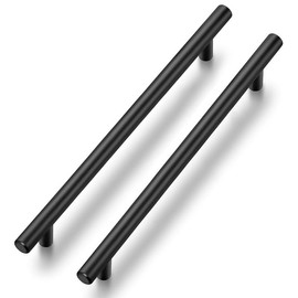 Ravinte 10 Pack Kitchen Cupboard Handles Black Cupboard Handles 192mm Hole Center T Bar Kitchen Handles Pulls for Cabinets and Drawers