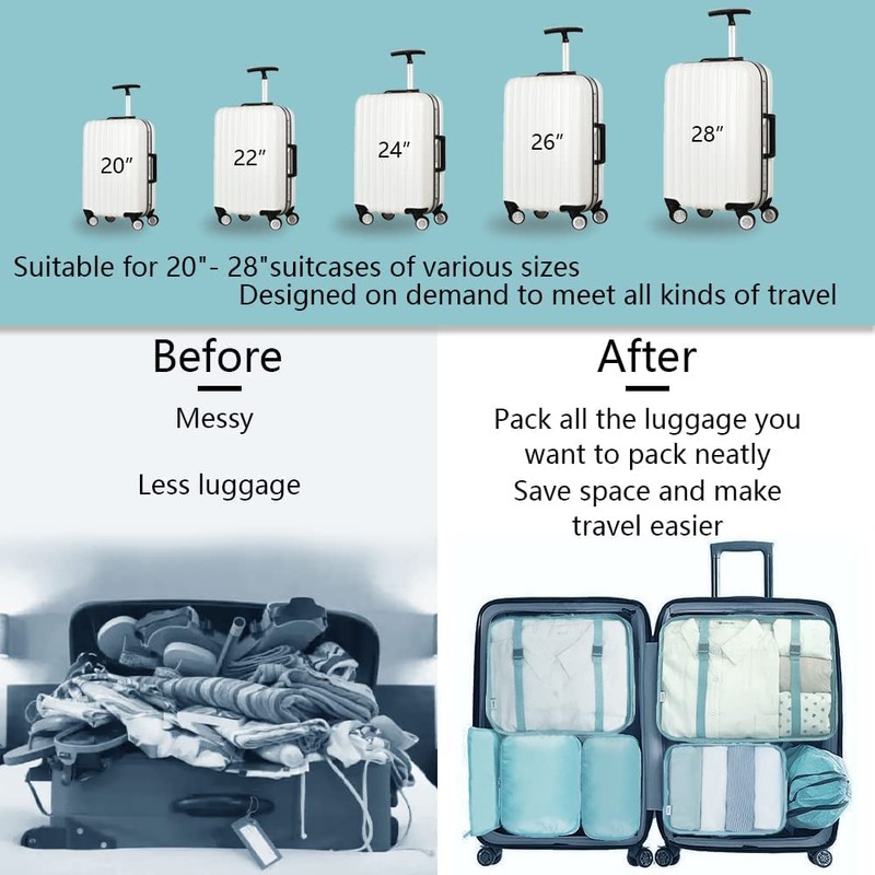 Packing Cubes, 9 Set Packing Cubes with Shoe Bag &