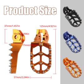 PowerMotor Dirt Bike CNC Foot Pegs Motorcycle Footrest Rests Pedals for SX SXF EXC XC XCF XCW SMC 50 65 85 125 150 200 250 350 450 530 Rests Footpegs(Orange)