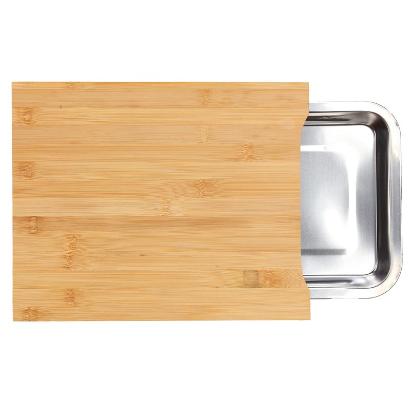 Cortesi Home Isabella Natural Bamboo Cutting Board With Removable Stainless