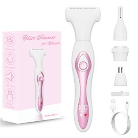 Electric Razor for Women 4-in-1 Bikini Trimmer & Body Shaver for Face, Legs, Underarms, Pubic Hair – Rechargeable Wet/Dry Painless Hair Removal with LED Display – Cordless Grooming Kit