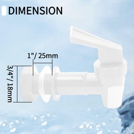 Hordion Plastic Spigot Replacement Cooler Faucet, 2 Sets Water Jug Spigot BPA Free Dispenser Valve Reusable Bucket Tap, White