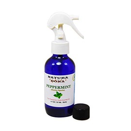 Natura Bona Peppermint Essential Oil Spray - 100% Pure All Natural Therapeutic Grade for Multiple Home and Aromatherapy Uses. (4oz Blue Cobalt Bottle)