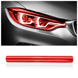 12 X 48inch Car Light Tint Film, Cuttable&Stretchability Car Headlight Taillight Fog Light Vivid Vinyl Wrap Protector,Non-Marking Self-Adhesive Decals Car Decor (Red)
