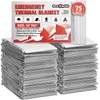 SecuCaptain Survival Emergency Thermal Blankets: 75 Pack Extra Large 84”