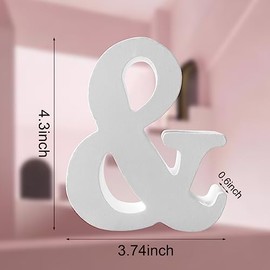Wood Letters 4.3 Inch, White Unfinished Wood Letters for Graft, Wooden Letters for Wall Decor, Standing Letters for Bedroom, Home, Birthday, Party, DIY Graft (&)